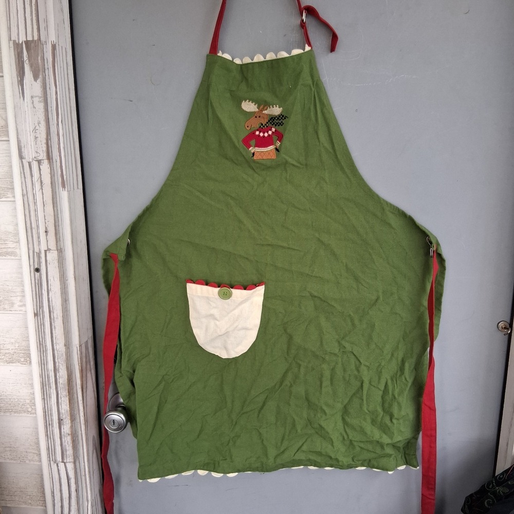 Debbie Mumm Christmas Moose Apron Joann Fabrics‎ Cozy Homespun EUC